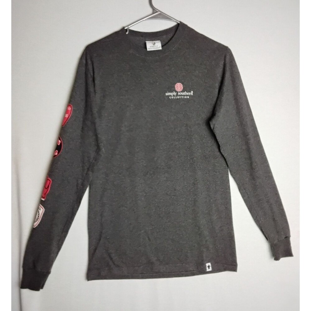 Simply Southern Shirt Women Small Gray Tailgates Touchdowns Football Graphic